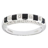 0.45ct Square Sapphire and 0.1ct Round Diamond Pave Set Half Eternity Ring in UK Hallmarked 9ct White Gold